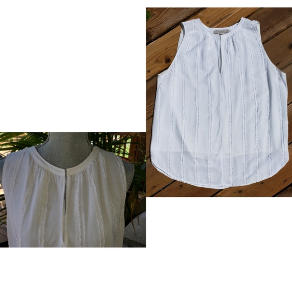 LOFT Tops - LOFT Ivory Sleeveless Tunic Blouse XL